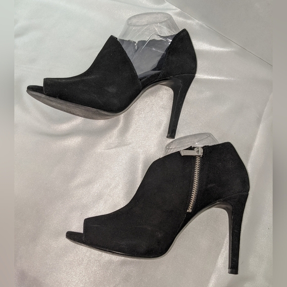 MICHAEL Michael Kors Womens Black Suede Elodie Booties Open Toe Side Zip Size 9M - Picture 9 of 12